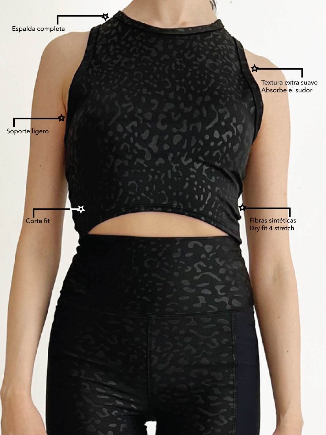 Crop Fit Femme Negro Cocoi