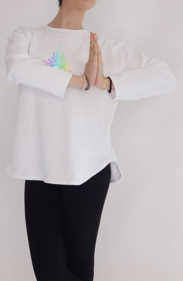 Sudadera Magic Zen blanca kundalini - COCOI WS ropa mujer yoga homewear