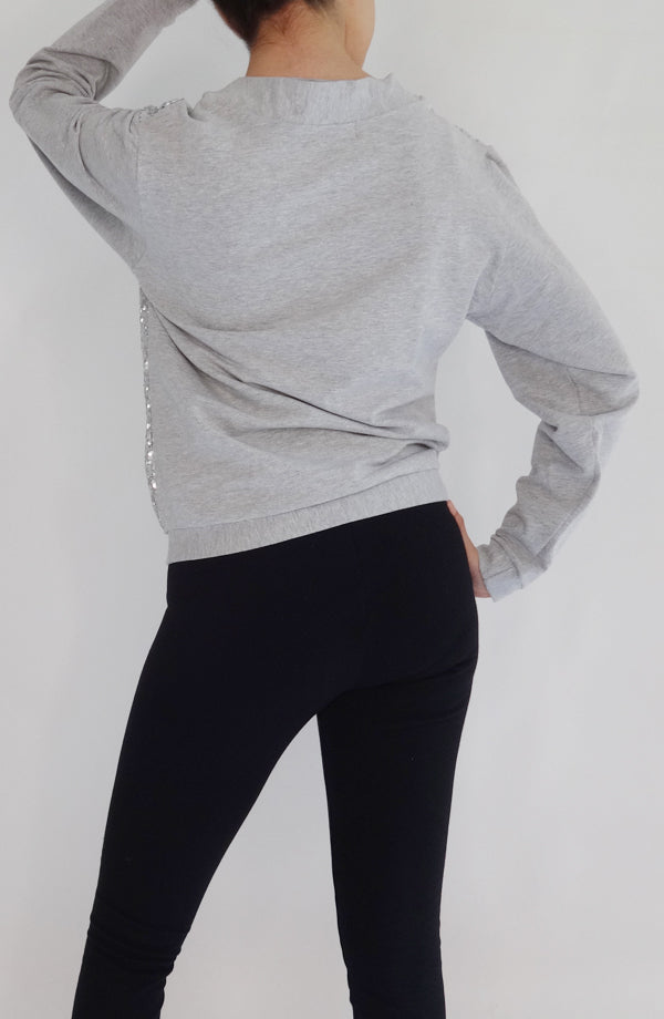 Sudadera Sparkle Gris plata - COCOI WS lentejuelas ropa yoga mujer homewear