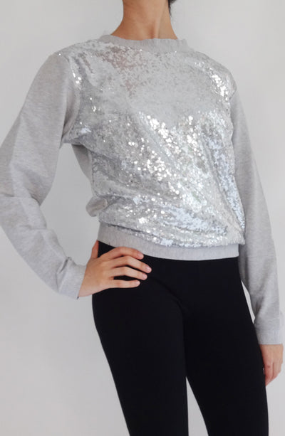 Sudadera Sparkle Gris plata - COCOI WS lentejuelas ropa yoga mujer homewear