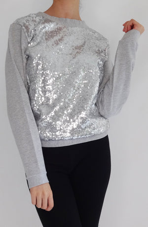 Sudadera Sparkle Gris plata - COCOI WS lentejuelas ropa yoga mujer homewear