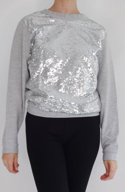 Sudadera Sparkle Gris plata - COCOI WS lentejuelas ropa yoga mujer homewear