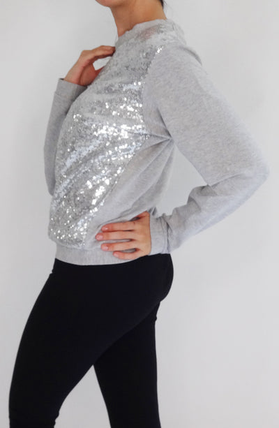 Sudadera Sparkle Gris plata - COCOI WS lentejuelas ropa yoga mujer homewear