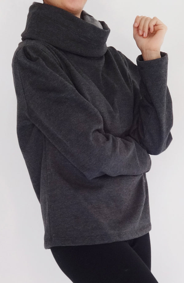 Sudadera Tara gris oxford cuello infinito - ropa deportiva y casual para mujer