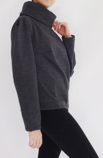 Sudadera Tara gris oxford cuello infinito - ropa deportiva y casual para mujer