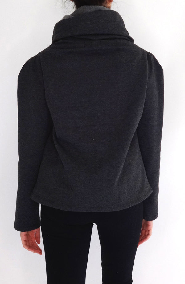 Sudadera Tara gris oxford cuello infinito - ropa deportiva y casual para mujer