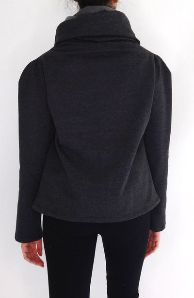 Sudadera Tara gris oxford cuello infinito - ropa deportiva y casual para mujer