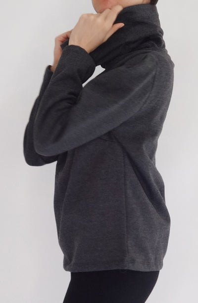 Sudadera Tara gris oxford cuello infinito - ropa deportiva y casual para mujer