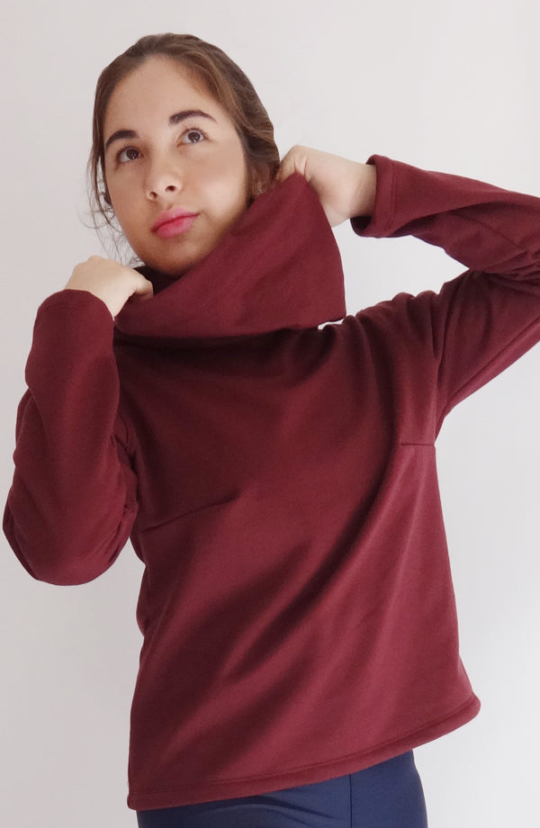 Sudadera Tara rojo vino afelpada- COCOI WS ropa yoga mujer homewear